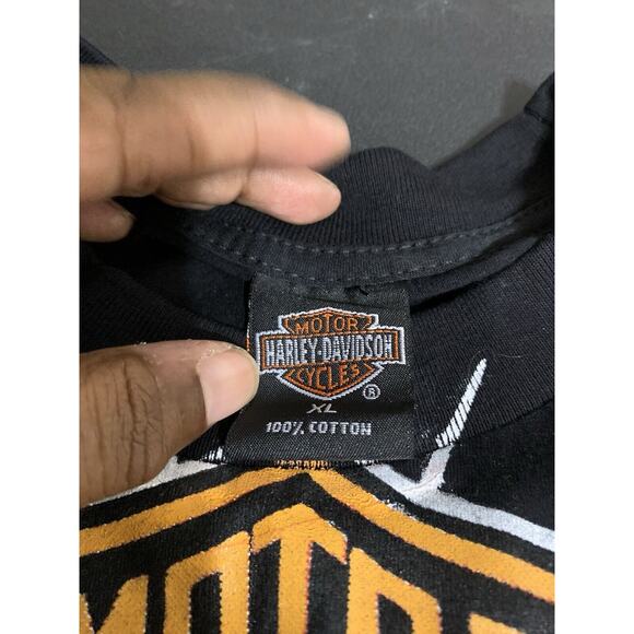 Harley Davidson Bald Eagle Biker Modern Boot Single Stitch AOP Tee Size XL - Picture 7 of 15